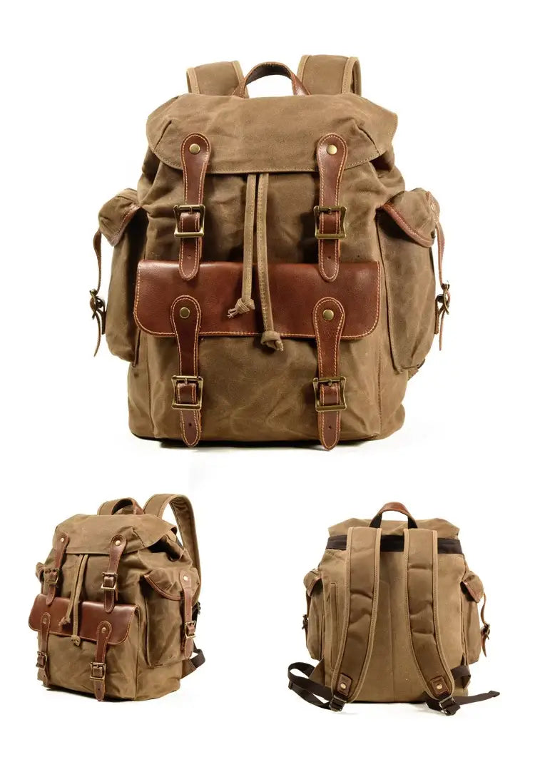 Rucksack aus gewachstem Canvas und Leder — Modell I