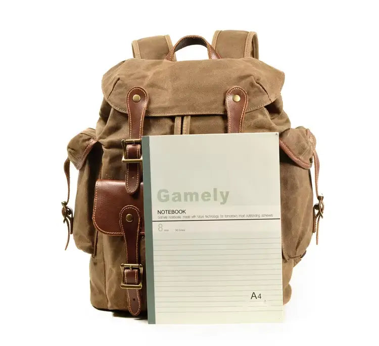 Rucksack aus gewachstem Canvas und Leder — Modell I
