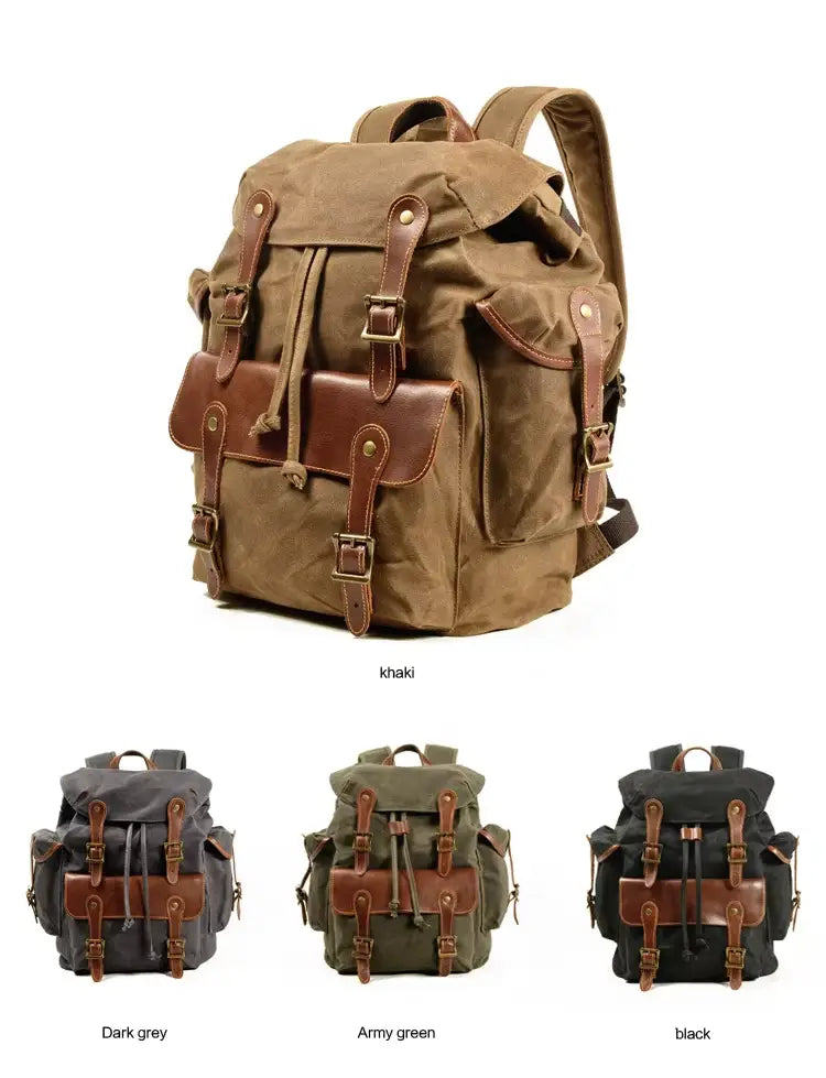 Rucksack aus gewachstem Canvas und Leder — Modell I