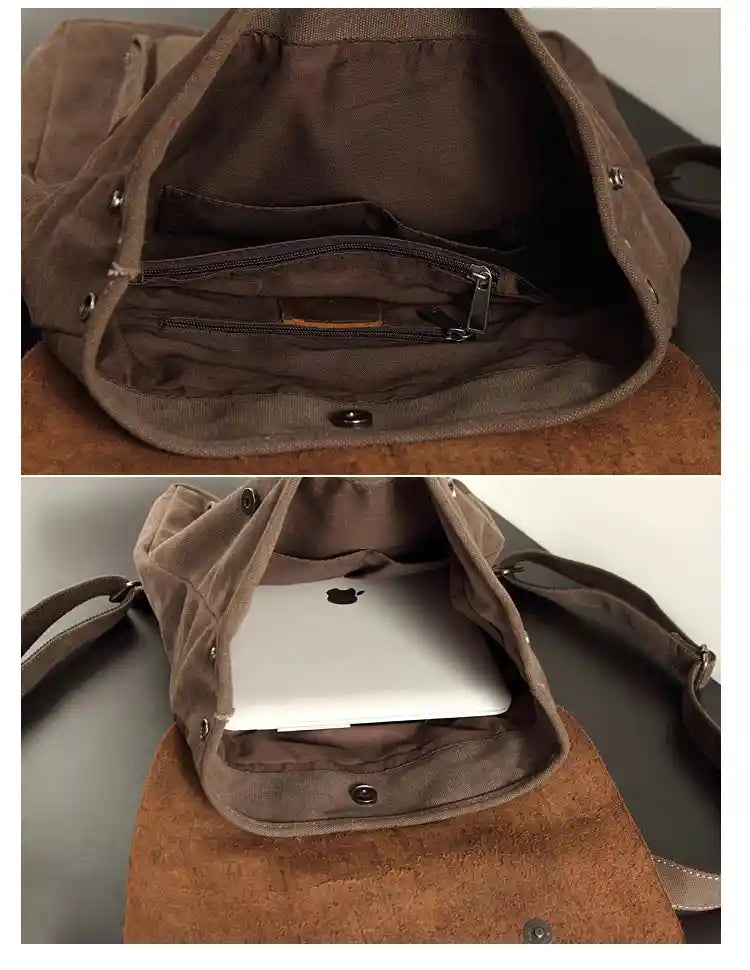 Canvas Backpack with Leather Details — Style B