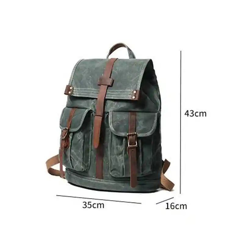 Rucksack aus gewachstem Canvas und Leder — Modell B