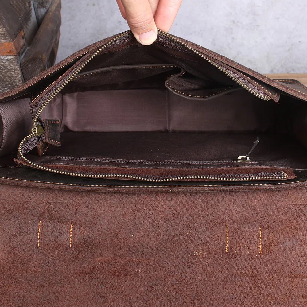 Sac de travail à deux modes de portage en cuir crazy horse — Modèle AD