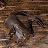 Sac à bandoulière rétro Sle Crazy en cuir pour hommes et femmes, couche supérieure en cuir de vache véritable, sac à bandoulière décontracté