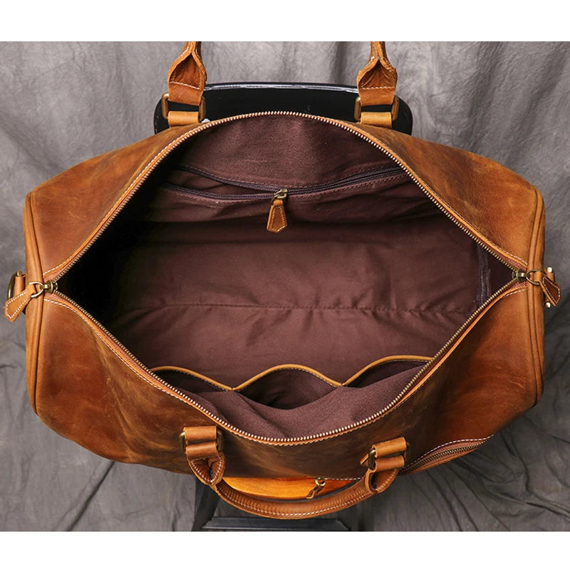 Crazy Horse Leather Large Capacity Travel Bag_A