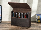 Organizador para 12 canetas em pele crazy horse — Modelo D