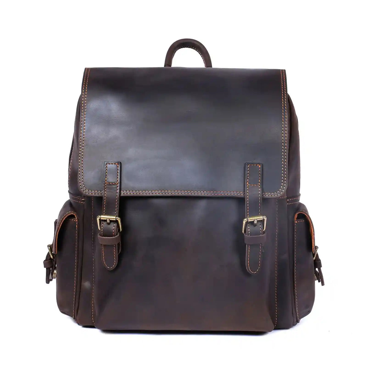 Crazy Horse Leather Backpack — Style AU — Front view