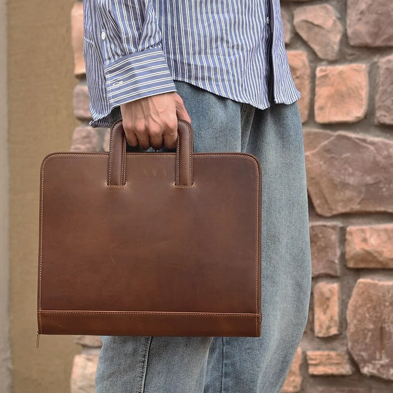 Crazy Horse Leather Deathase/Business Bag_a