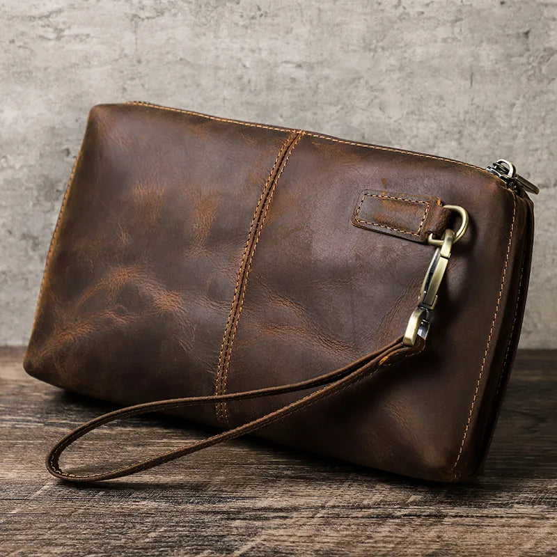 Crazy Horse Leather Clutch — Style A