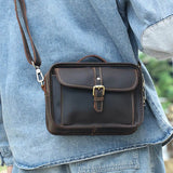 Luufan 작은 남자 핸드백 남여 빈티지 크레이지 호스 가죽 메신저 가방 여성 여행 어깨 크로스 바디 가방 슬링 가방 토트