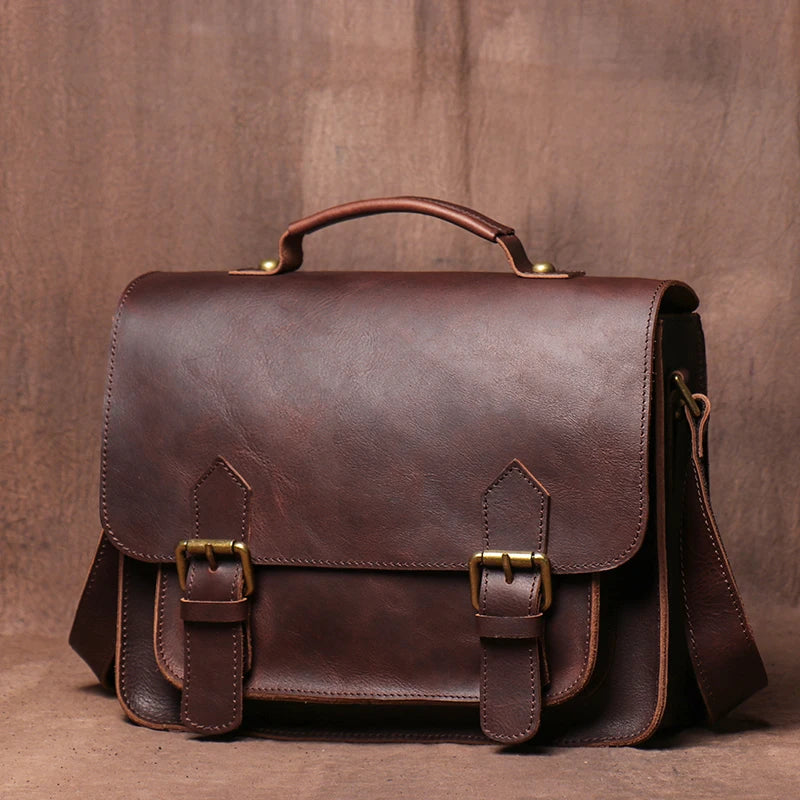 Bolsa de ombro em pele crazy horse — Modelo H