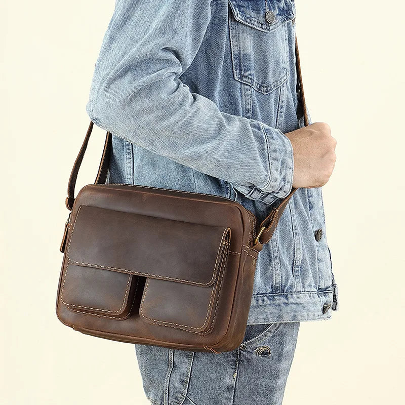 Crazy Horse Leather Shoulder Bag — Style U