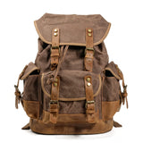 Crazy Horse Leather Waterproof Canvas Backpack_H