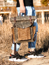 Crazy Horse Leather Waterproof Canvas Backpack_d