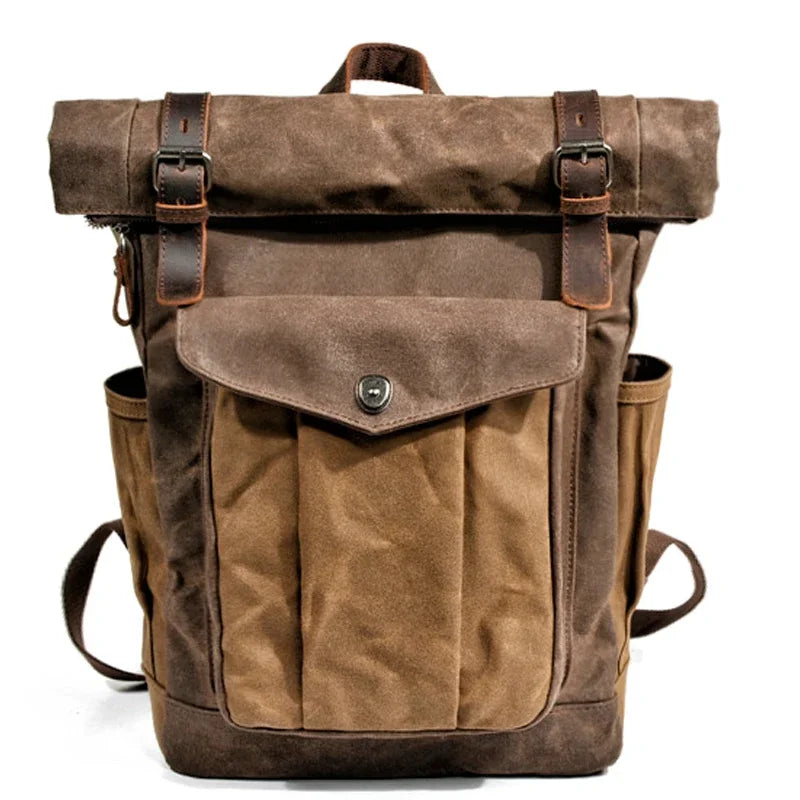 Rucksack mit Lederbesatz aus Canvas — Modell D