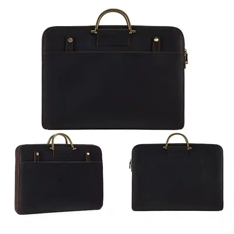 Schmale Aktentasche aus Crazy Horse-Leder — Modell W