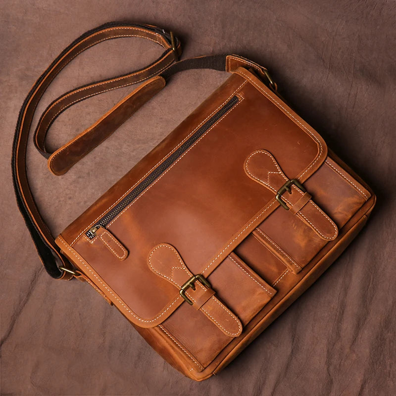 Crazy Horse Leather Shoulder Bag_am