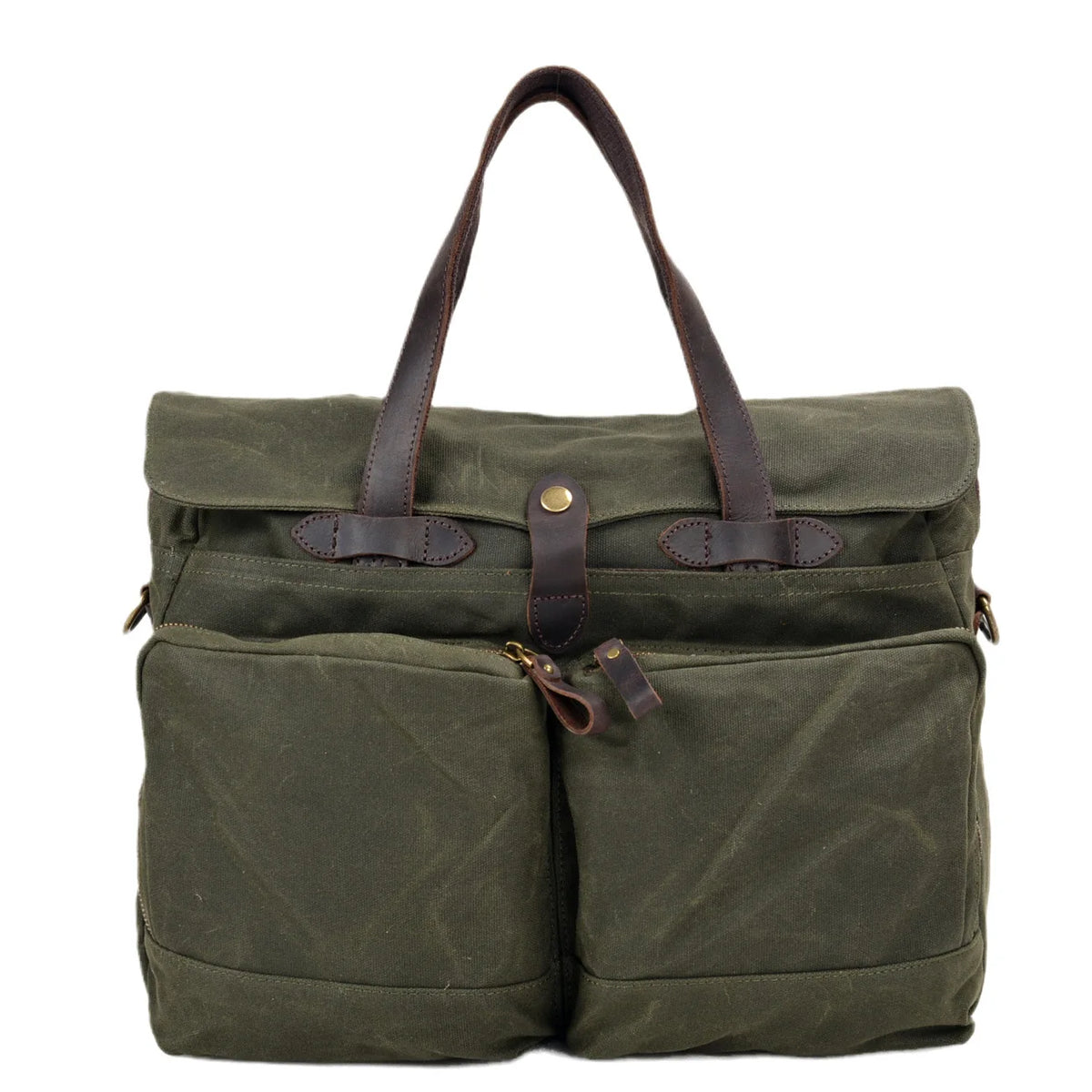 Bolsa de ombro em lona encerada e pele — Modelo E