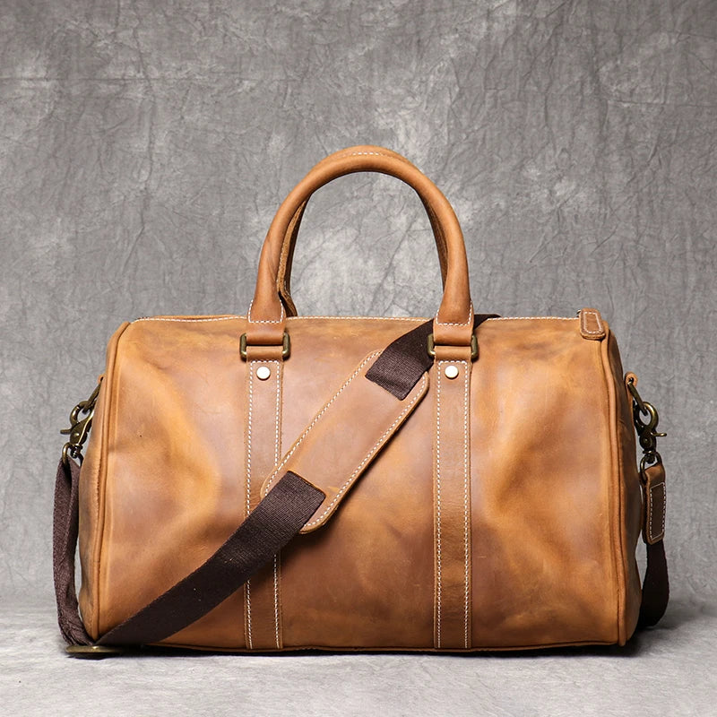 Mala de viagem compacta em pele crazy horse — Modelo A