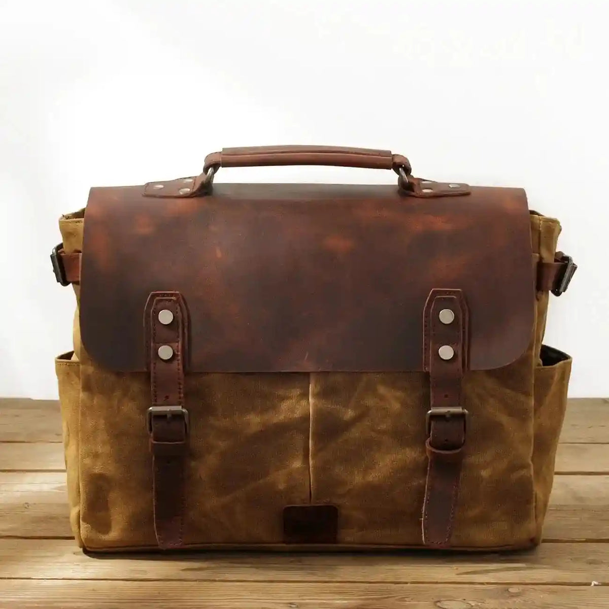 Waxed Canvas & Leather Shoulder Bag — Style C
