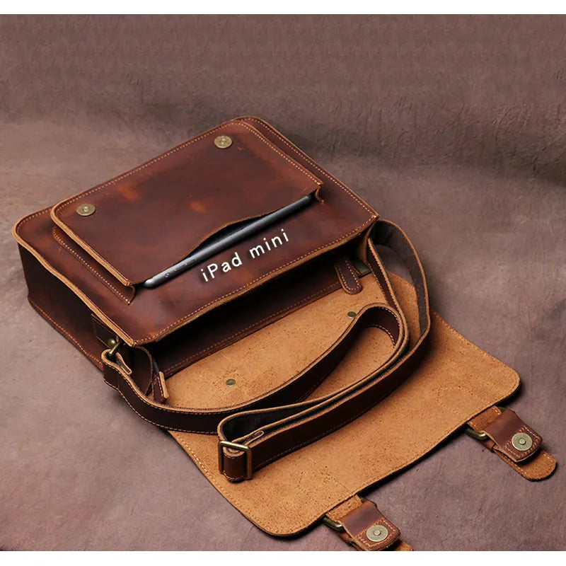 Bolsa de ombro em pele crazy horse — Modelo H