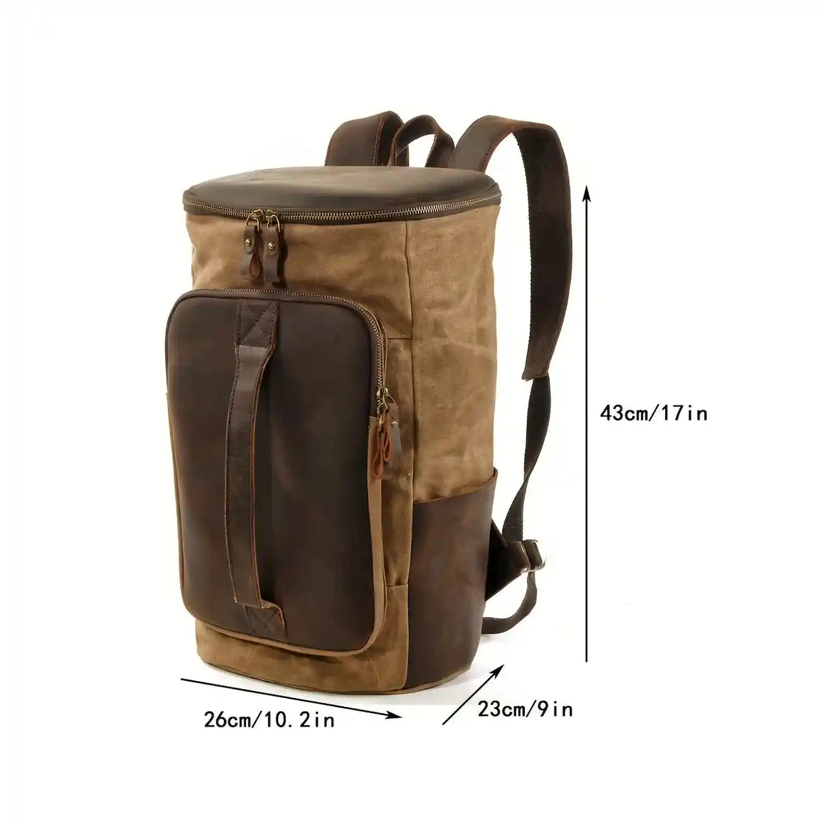 Rucksack aus gewachstem Canvas und Leder — Modell J — Anwendungsbeispiel