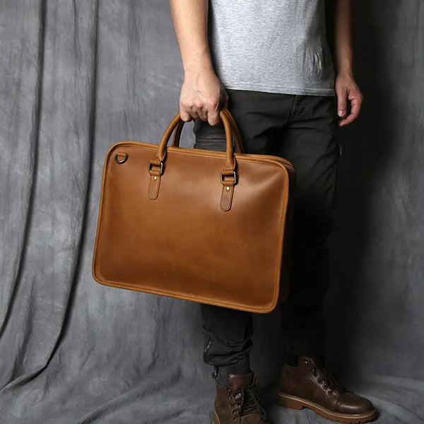 حقيبة من جلد الحصان المجنون/Business Bag_f