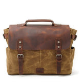 Crazy Horse Leather Waterproof Canvas Shoulder Bag_C