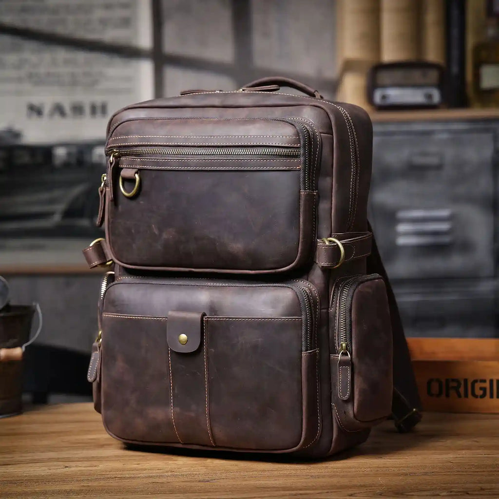 クレイジーホースレザーバックパック - 日常と旅を共に – cowmono