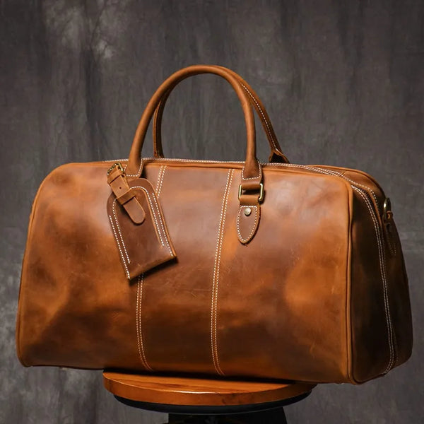 Bolso de viaje de gran capacidad de cuero de caballo