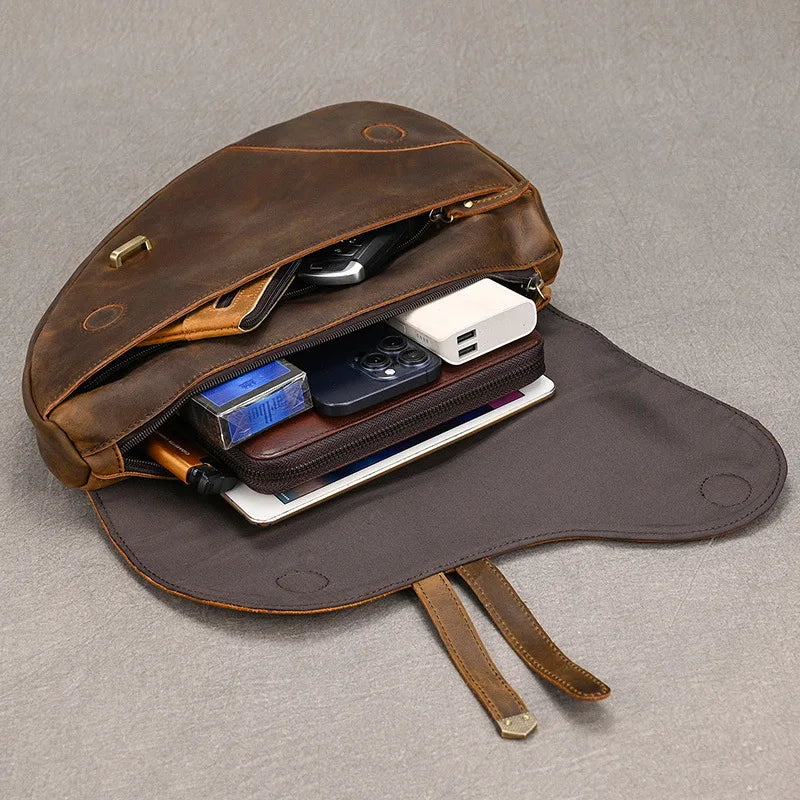 Bandolera de cuero crazy horse — Modelo X