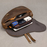 New Men's Genuine Leather Crossbody Chest Bag Retro Mad Leather Saddle Bag Outdoor Sports Shoulder Bag Casual Lea...