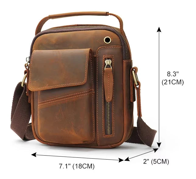 Mini bolsa de ombro em pele crazy horse — Modelo V