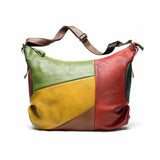 Genuine leather patchwork shoulder bag