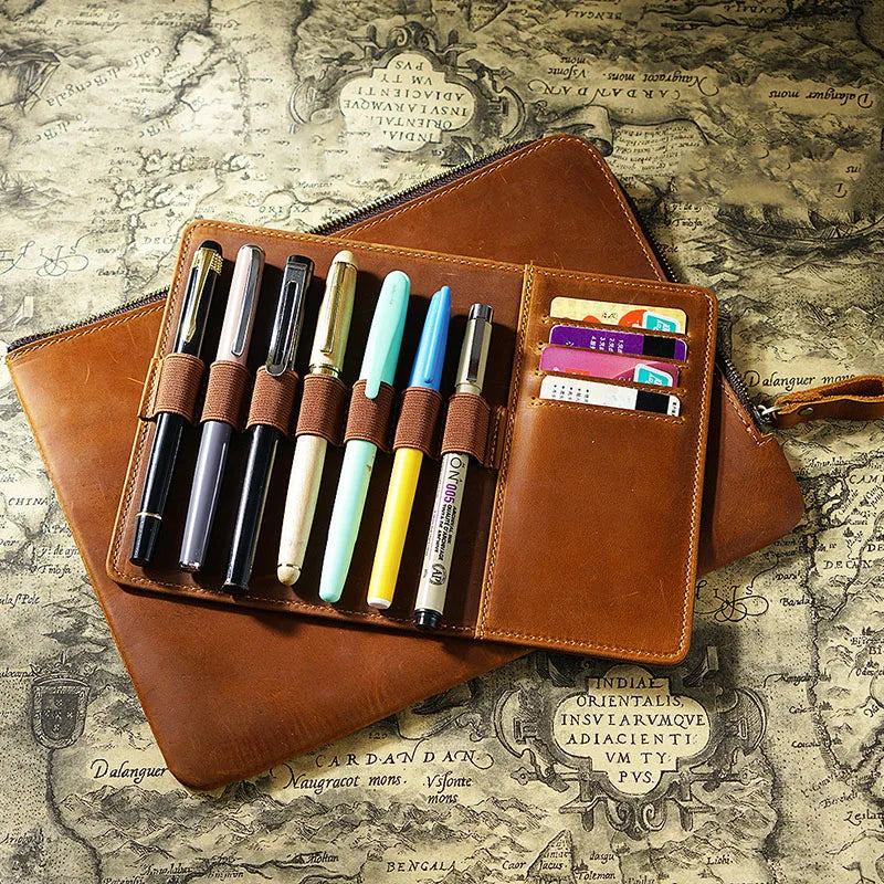 Organizer-Etui für Stifte aus Crazy Horse-Leder — Modell G