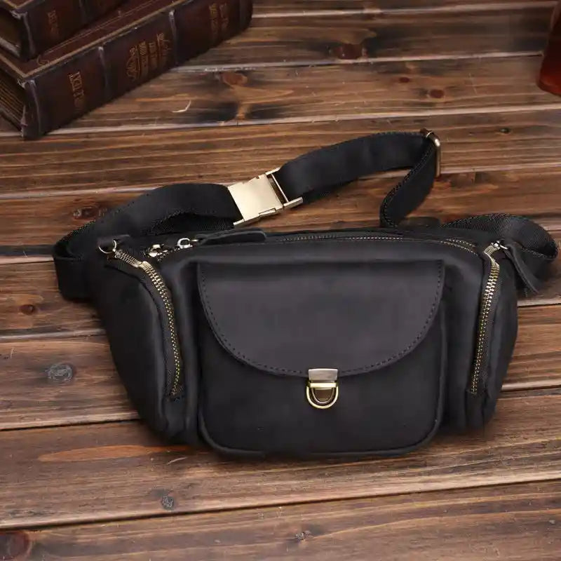 Bauchtasche aus Crazy Horse-Leder — Modell J
