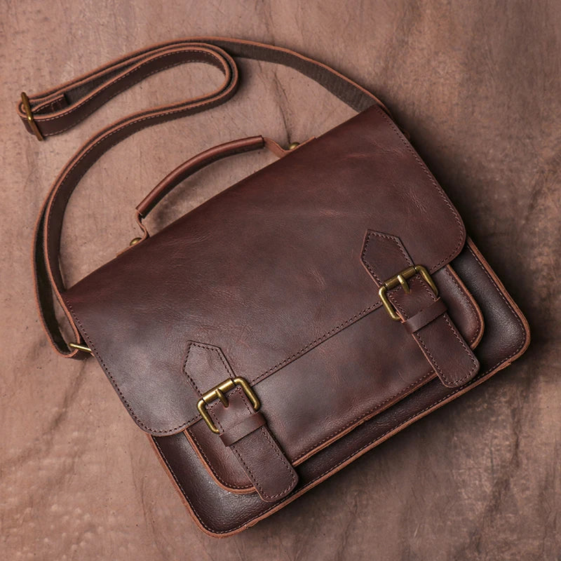 Bolsa de ombro em pele crazy horse — Modelo H