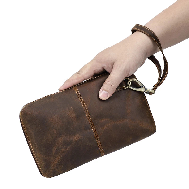 Crazy Horse Leather Clutch — Style A