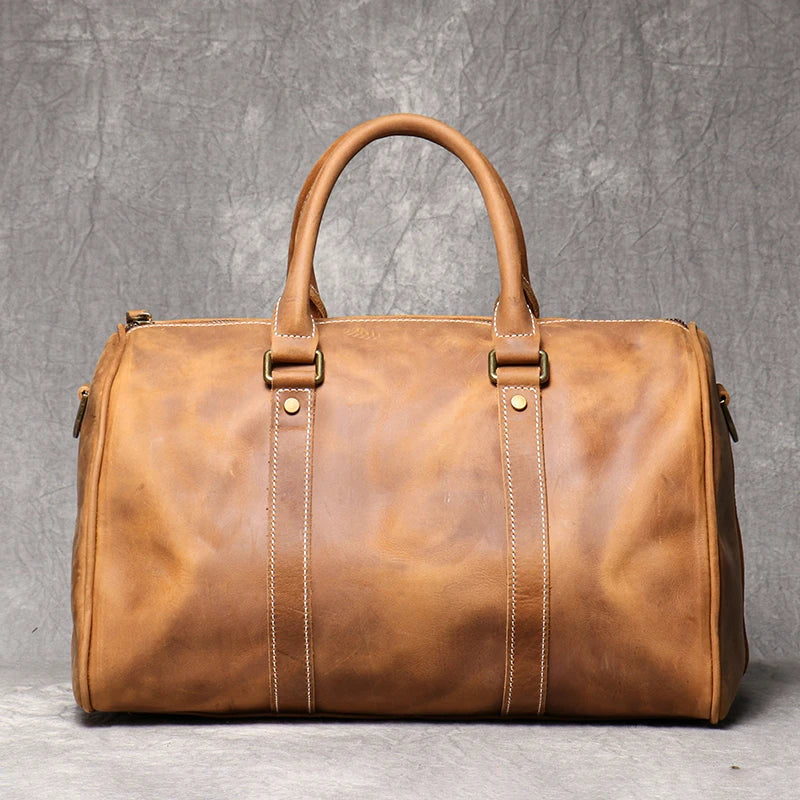 Mala de viagem compacta em pele crazy horse — Modelo A