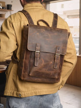 Nupugoo 정품 가죽 레트로 남성 배낭 대용량 여행 가방 노트북 공동체 헤드 레이어 cowhide bag