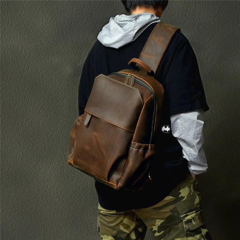 Crazy Horse Leather Crossbody Bag_O