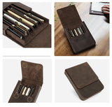 Organizador para 6 canetas em pele crazy horse — Modelo E