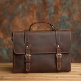 NASVA Maletín de cuero genuino para hombre, bolso Retro, bolsos de hombro para ordenador portátil, bolsos de oficina, bolsos para documentos