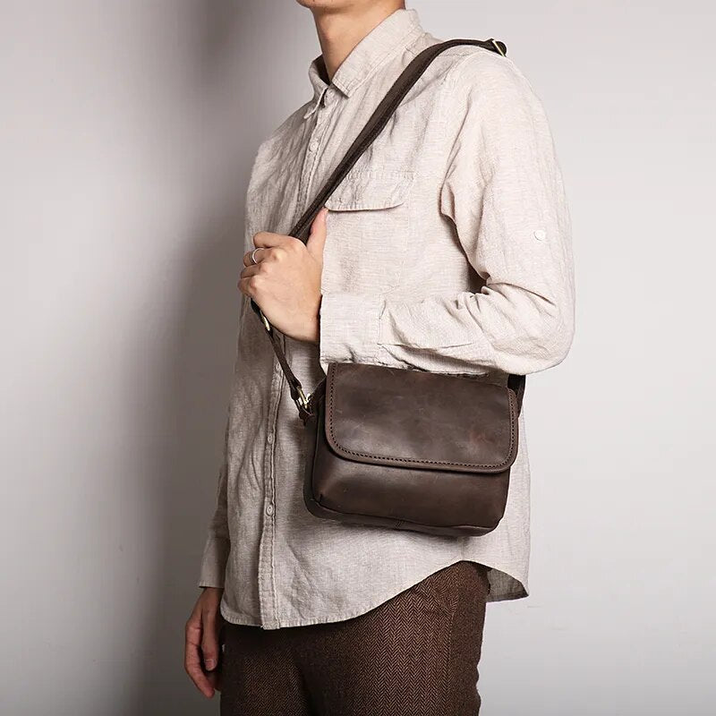 Crazy Horse Leather Mini Shoulder Bag — Style B