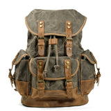 Crazy Horse Leather Waterproof Canvas Backpack_H