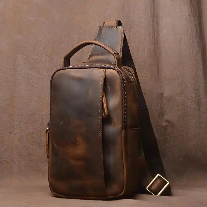 Crazy Horse Leather Crossbody Bag — Style E