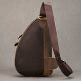 New Men's Genuine Leather Crossbody Chest Bag Retro Mad Leather Saddle Bag Outdoor Sports Shoulder Bag Casual Lea...