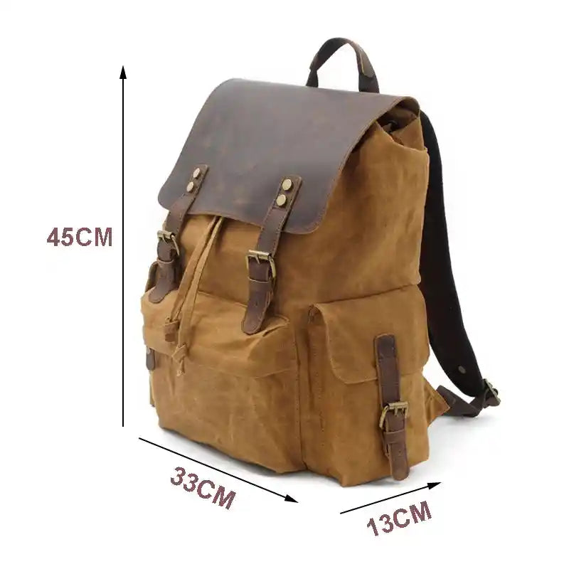 Mochila com detalhes em pele em lona e pele — Modelo F