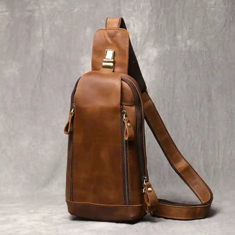Crazy Horse Leather Crossbody Bag — Style H