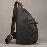 New Men's Genuine Leather Crossbody Chest Bag Retro Mad Leather Saddle Bag Outdoor Sports Shoulder Bag Casual Lea...