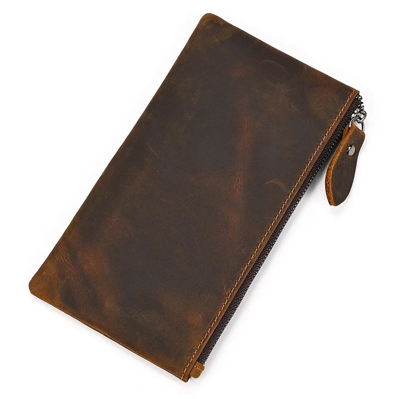 Crazy Horse Leather Long Wallet — Style A